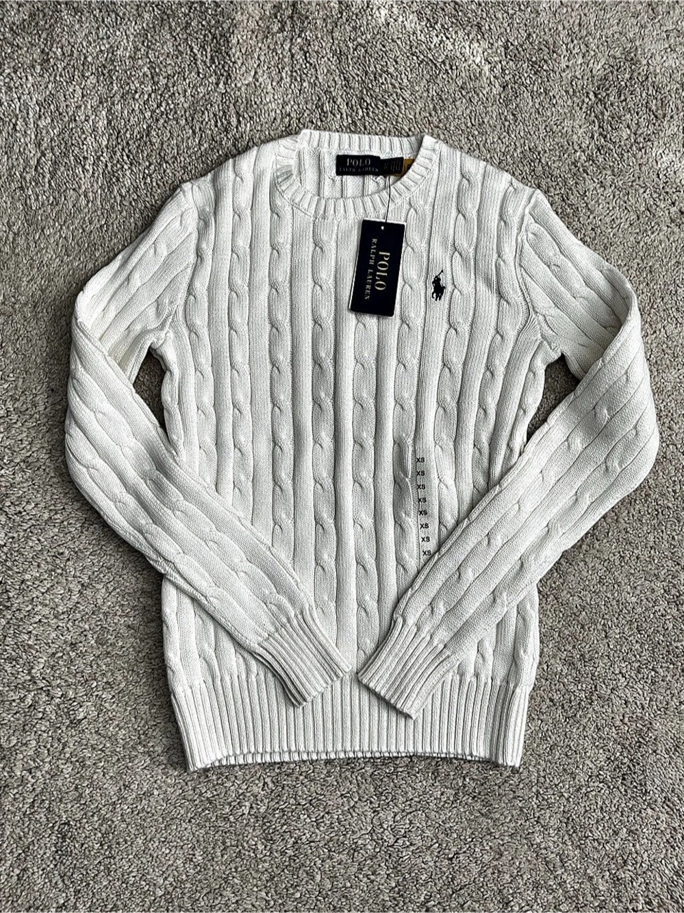 Polo Ralph Lauren Women’s Cable-Knit Cotton Crewneck Sweater White XS